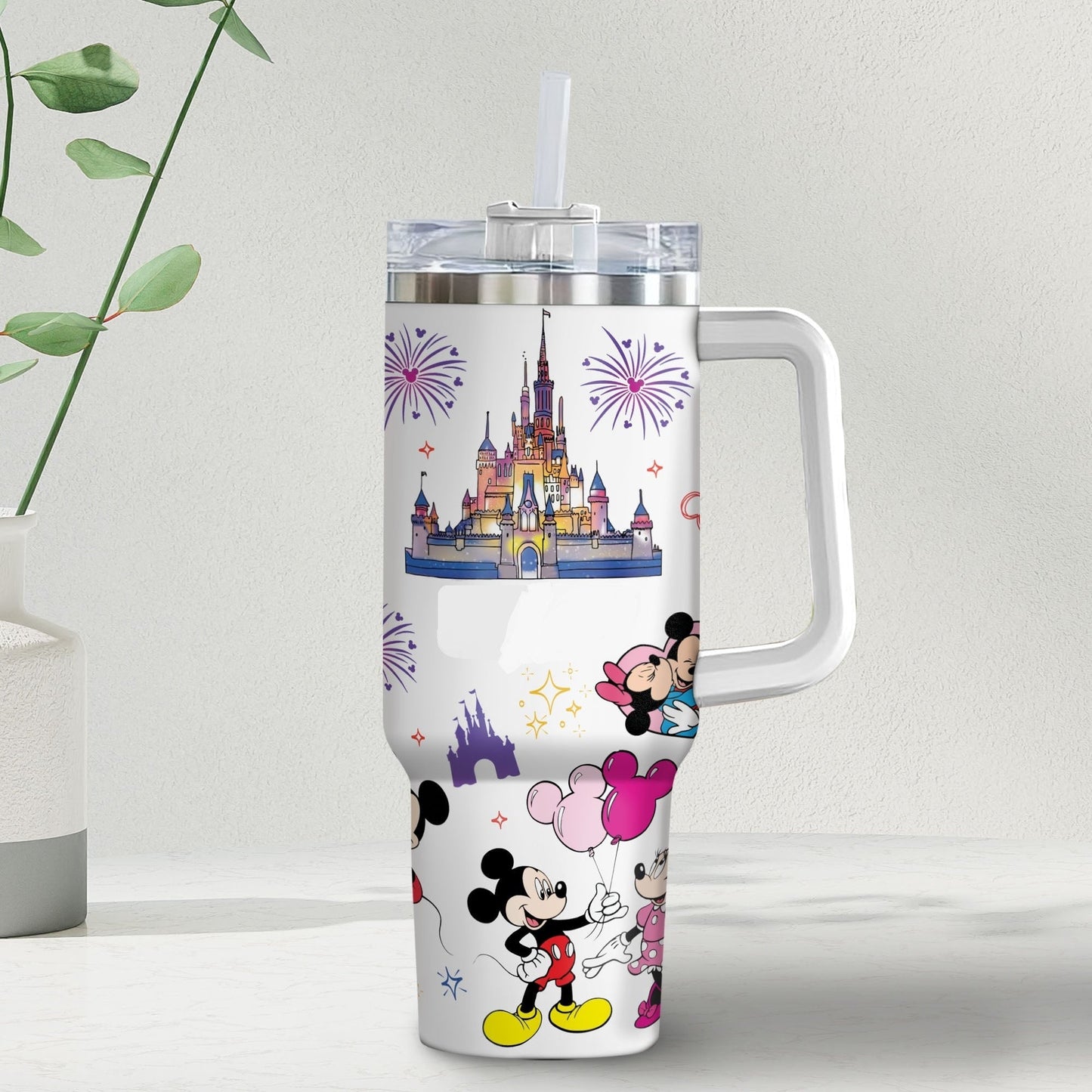 DN 40 Oz Tumbler DN Castle MM And Minnie Pattern Tumbler 40 Oz White