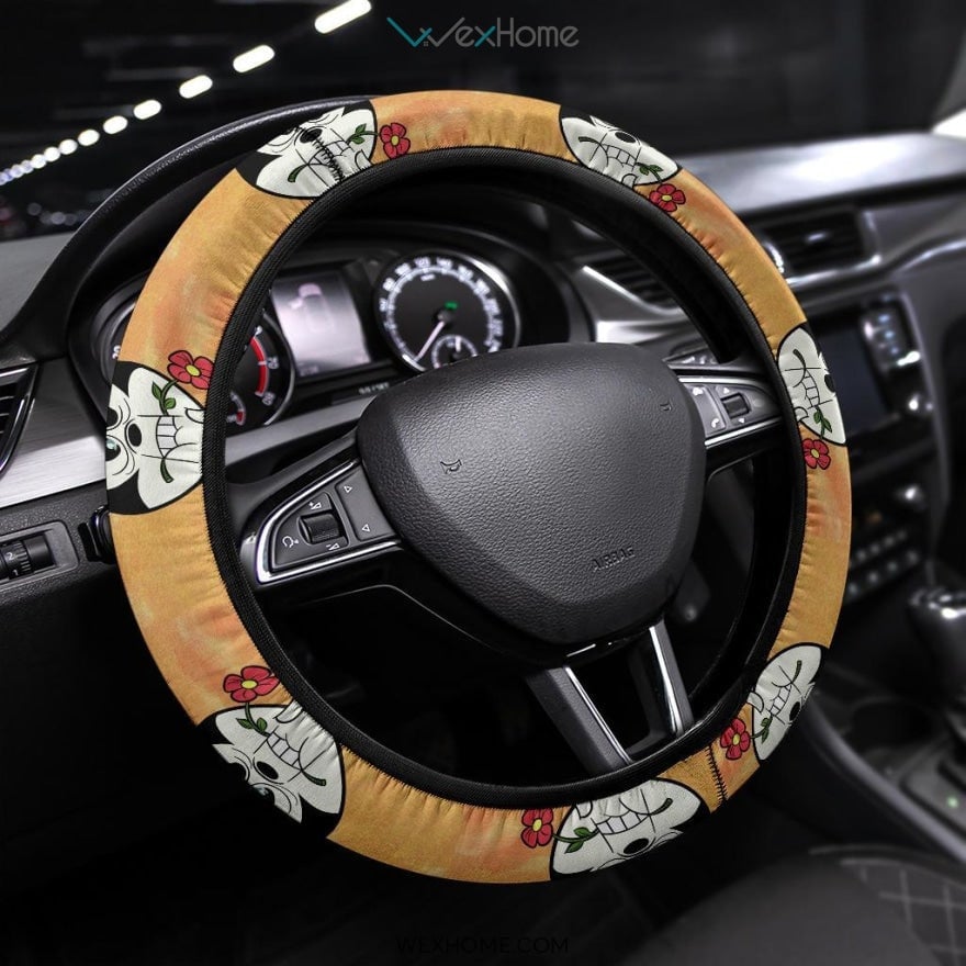 MM Steering Wheel Cover Vintage MM Eating Flower Driving Wheel Cover Orange