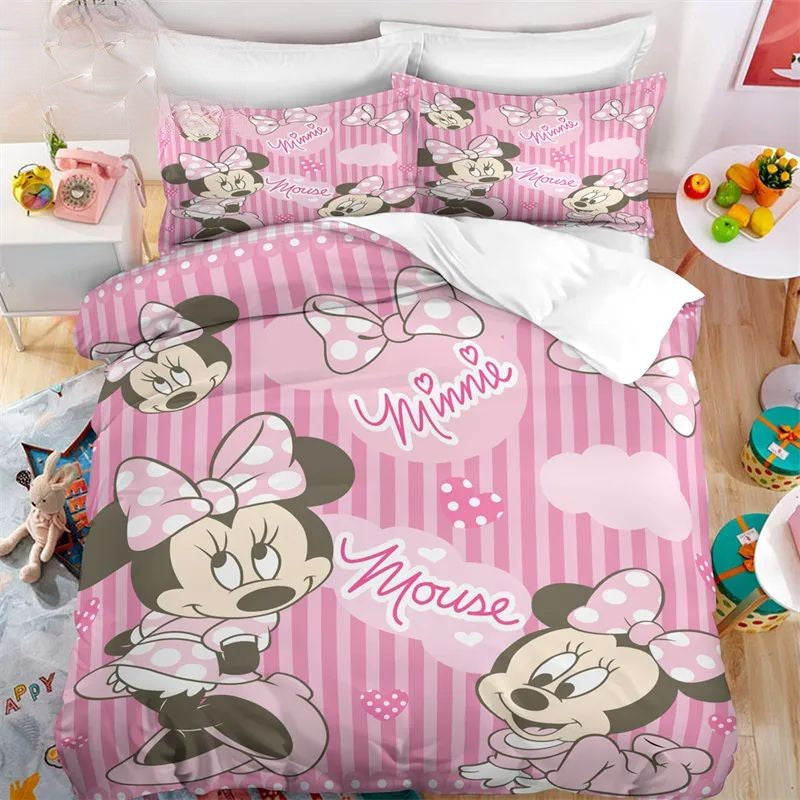 Minnie Bedding Set DN Minnie Baby Stripes Pattern Duvet Covers Pink Unique Gift