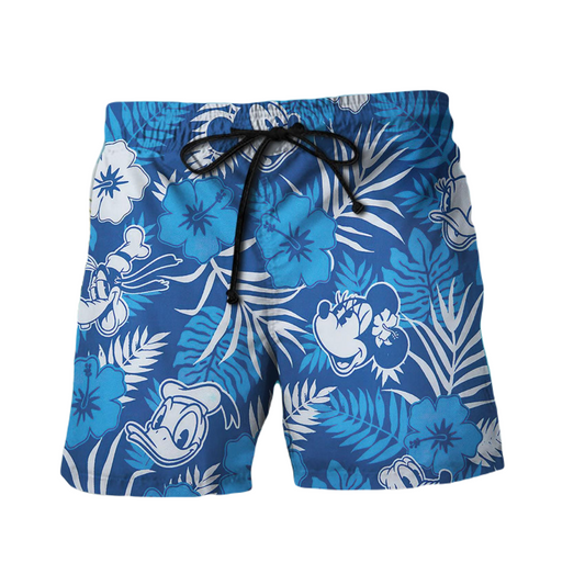 DN Shorts DN Characters Tropical Flora Pattern Beach Shorts Blue