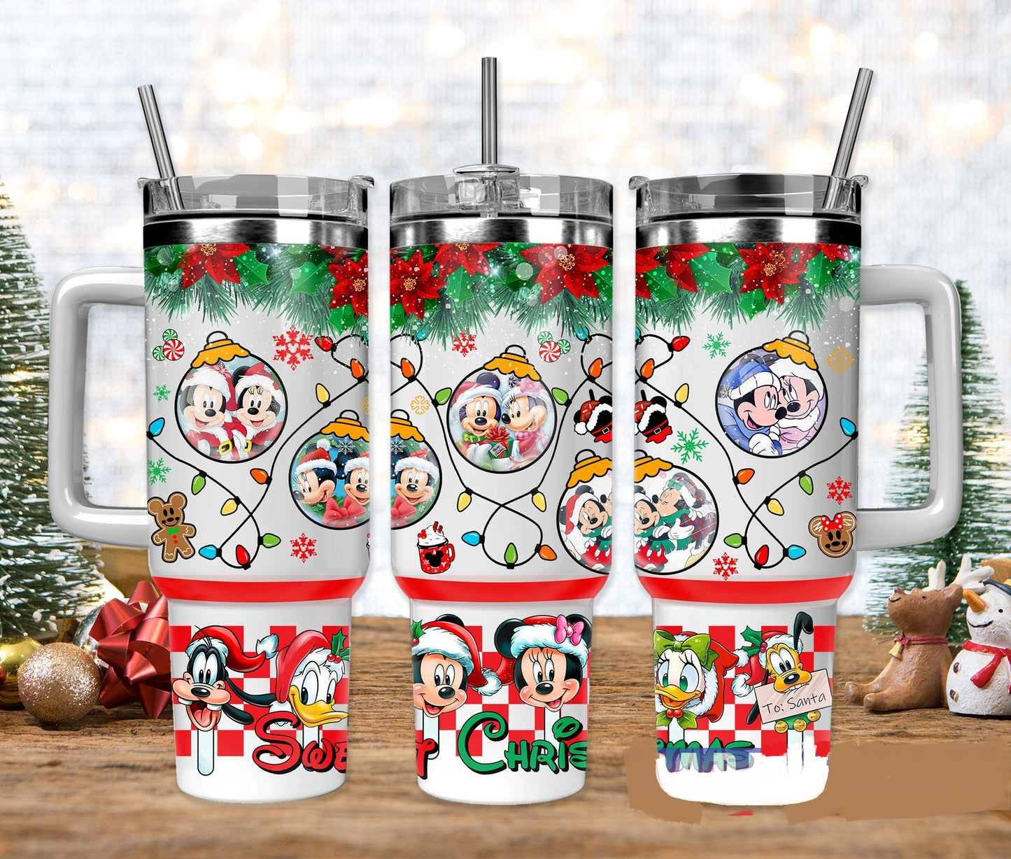 MM 40 Oz Tumbler MM Friends Christmas Ligt Bulbs Pattern Tumbler 40 Oz Colorful