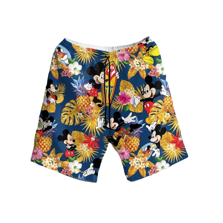 MM Shorts MM Tropical Pineapples Pattern Beach Shorts Yellow