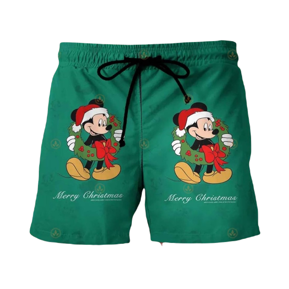 MM Shorts MM With Wreath Merry Christmas Beach Shorts Green