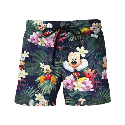 MM Shorts MM With Tropical Flower Jungle Beach Shorts Green