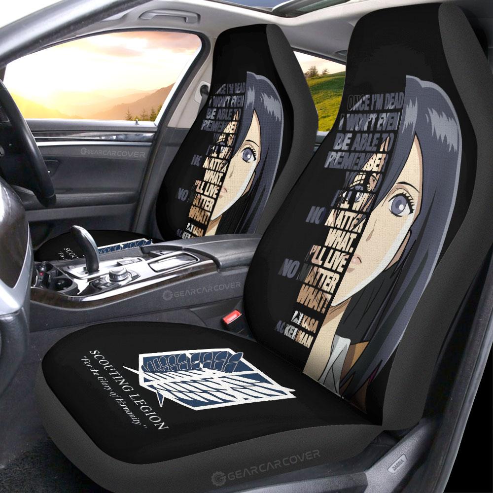 Attack On Titan Car Seat Covers Mikasa Ackerman Quotes Pattern Seat Covers Black