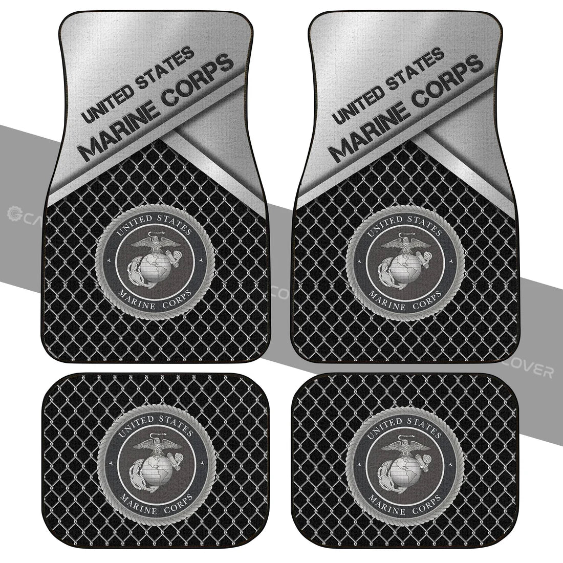 Veteran Car Mats United States Marine Corps Metal Gate Car Floor Mats Black Gray