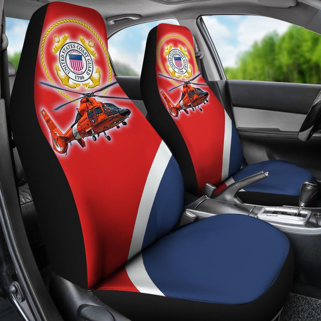 Veteran Car Seat Covers United States Coast Guard 1790 Helicopter Seat Covers Blue Red