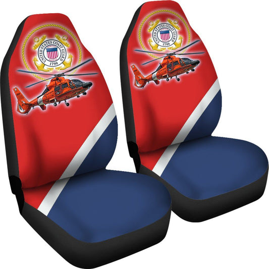 Veteran Car Seat Covers United States Coast Guard 1790 Helicopter Seat Covers Blue Red