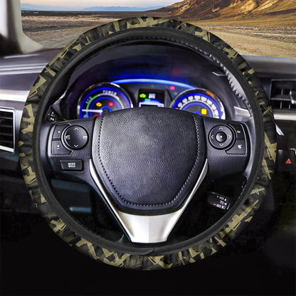 Veteran Steering Wheel Cover Veteran Military Weapon Pattern Driving Wheel Cover Black