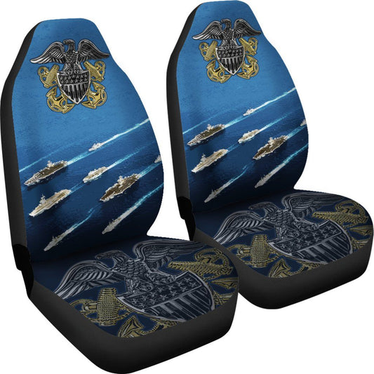 Veteran Car Seat Covers United States Navy Emblem Symbol Seat Covers Blue