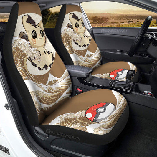 PKM Car Seat Covers PKM Mimikyu Japan Wave Pattern Seat Covers Brown