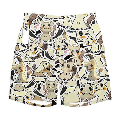 PKM Shorts PKM Mimikyu Graphic Pattern Beach Shorts Yellow