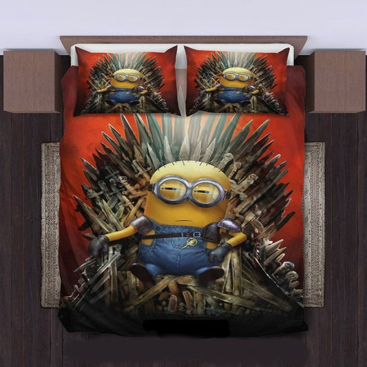 Minions Bedding Set Minion Sitting On The Throne Duvet Covers Colorful Unique Gift