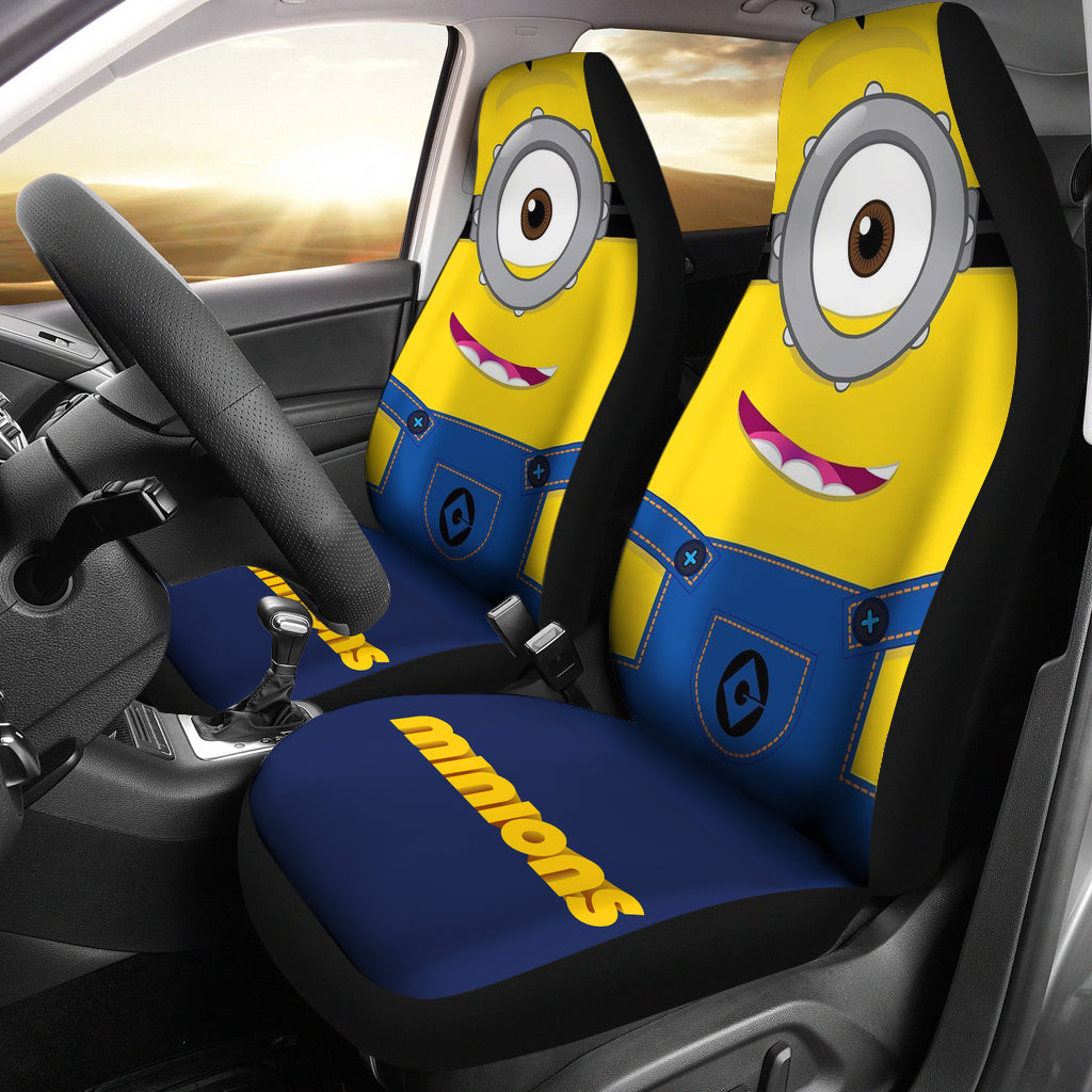 Minions Car Seat Covers Minions One Eye Uniform Seat Covers Yellow Blue