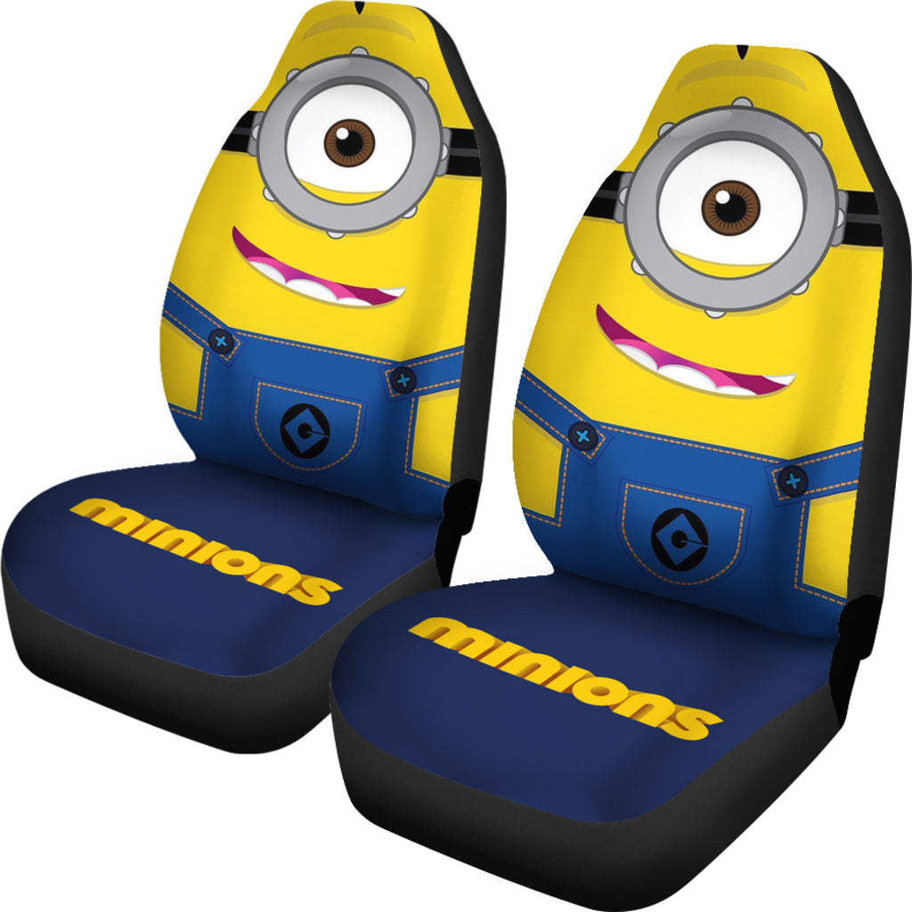 Minions Car Seat Covers Minions One Eye Uniform Seat Covers Yellow Blue