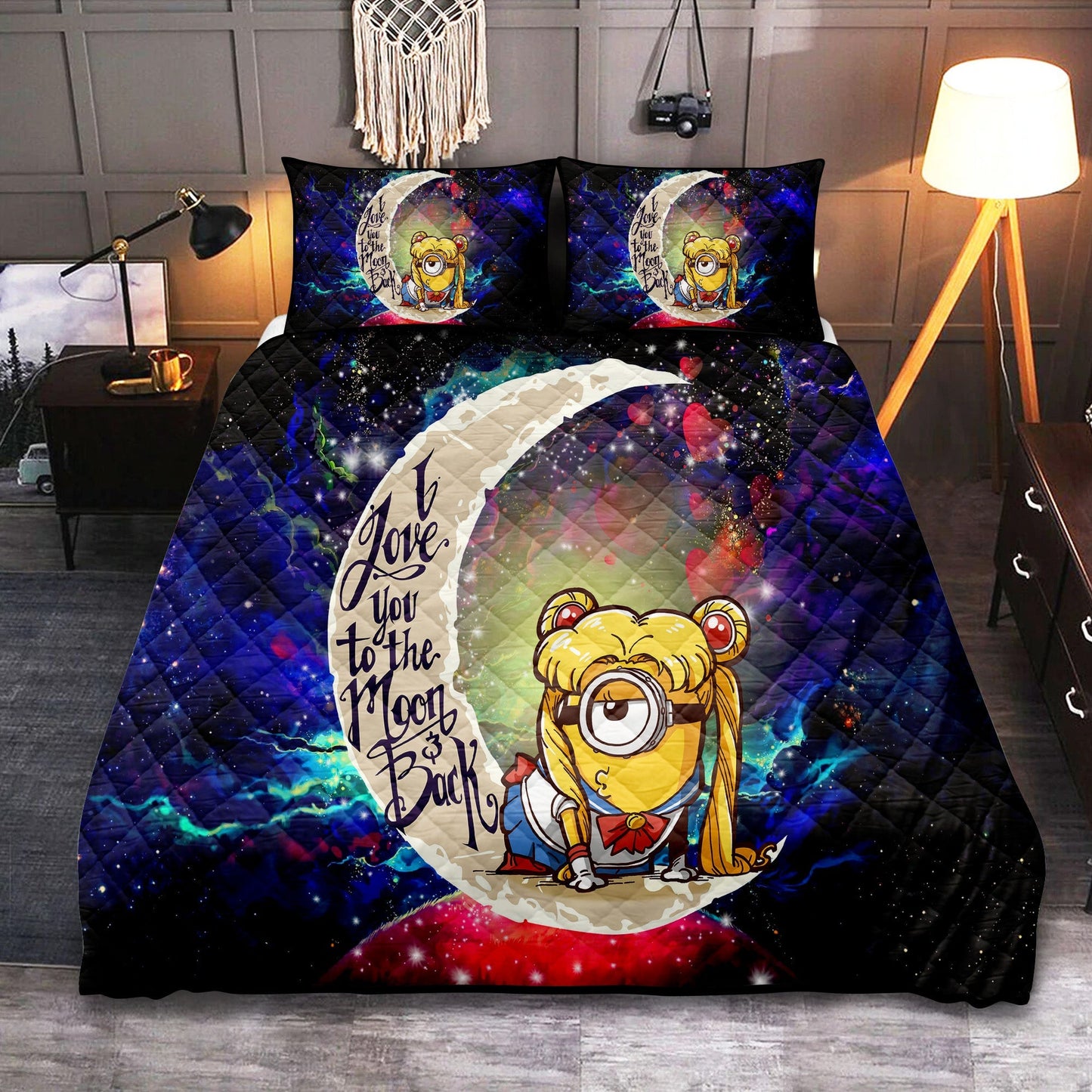 Minions Bedding Set Sailor Minion Love You To The Moon Duvet Covers Colorful Unique Gift