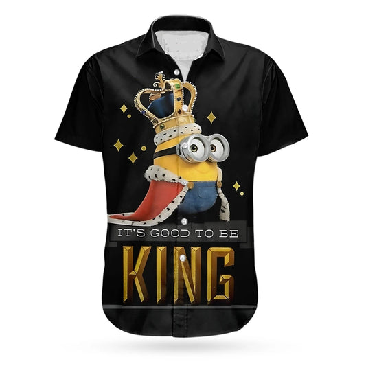 Minions Hawaii Shirt Minion It's Good To Be King Hawaiian Shirt Black Unisex