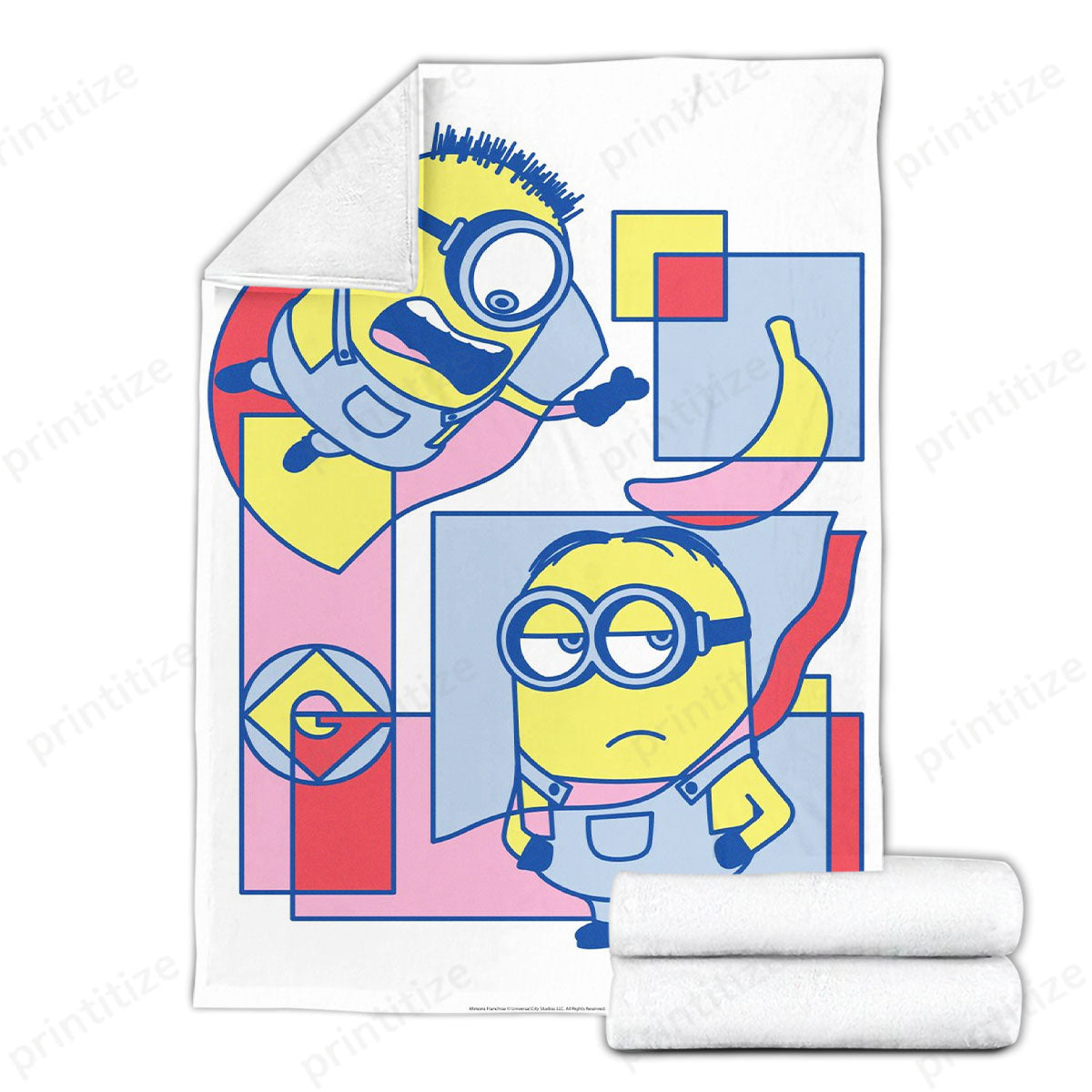 Minions Blanket Minions Cubism Banana Gru Symbol Blanket Colorful