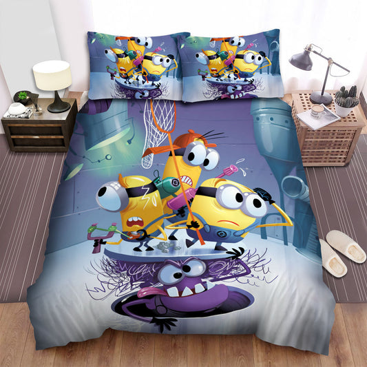 Minions Bedding Set Minions Hiding From Purple Minion Duvet Covers Colorful Unique Gift