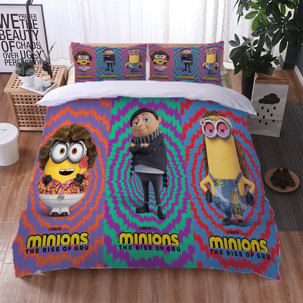 Minions Bedding Set Master Gru Minions Cosplaying Duvet Covers Colorful Unique Gift