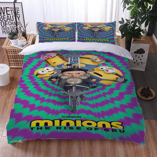 Minions Bedding Set Master Gru Rides With Minions Duvet Covers Colorful Unique Gift