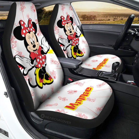 Minnie Car Seat Covers Minnie Poses Pattern Seat Covers White