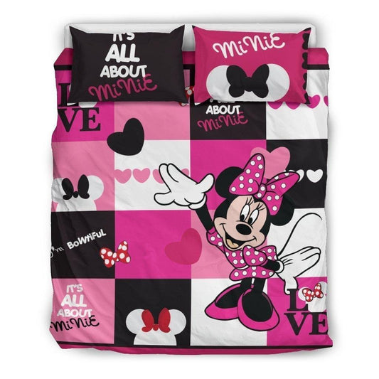 Minnie Bedding Set DN It's All About Minnie Duvet Covers Black Pink Unique Gift