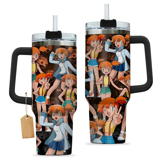 PKM 40 Oz Tumbler PKM Trainer Misty Kasumi Pokeball Pattern Tumbler 40 Oz Orange