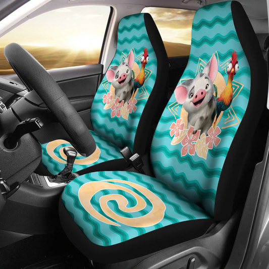 Moana Car Seat Covers DN Moana Pua Hei Hei Graphic Seat Covers Colorful