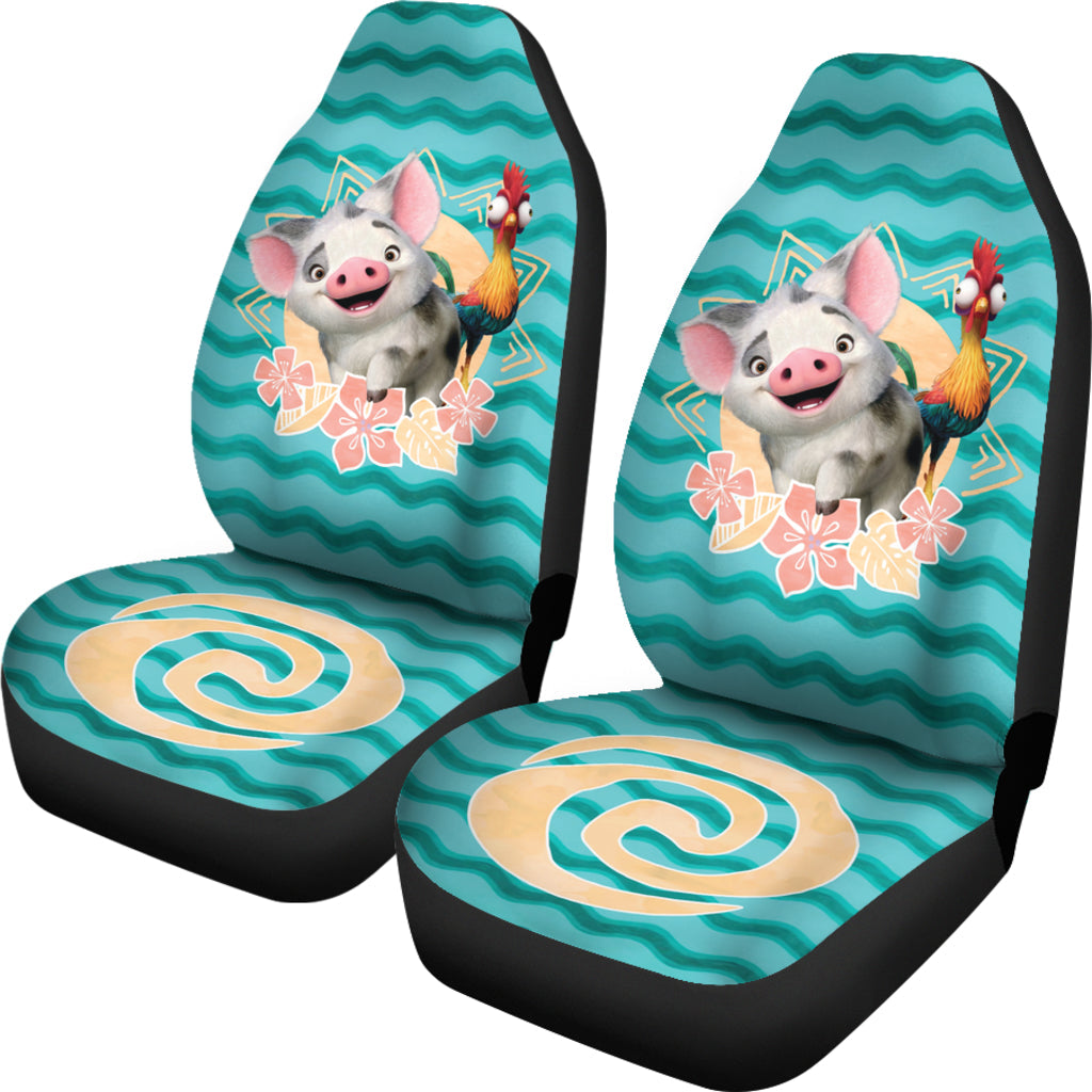 Moana Car Seat Covers DN Moana Pua Hei Hei Graphic Seat Covers Colorful