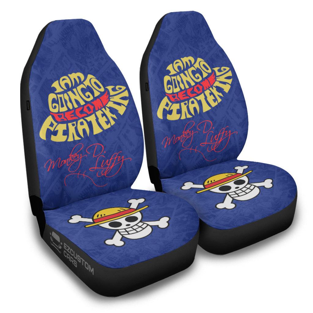 One Piece Car Seat Covers Luffy I'm Going To Become Pirate King Seat Covers Blue