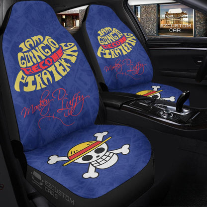 One Piece Car Seat Covers Luffy I'm Going To Become Pirate King Seat Covers Blue