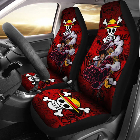 One Piece Car Seat Covers Monkey D Luffy Gear 4 Graphic Seat Covers Red