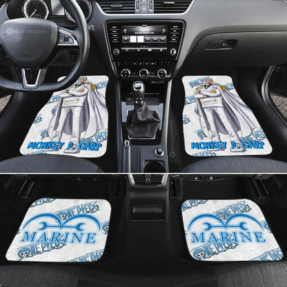 One Piece Car Mats Monkey D Garp Graphic Jolly Roger Marine Symbol Car Floor Mats White Blue