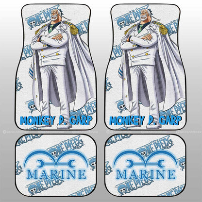 One Piece Car Mats Monkey D Garp Graphic Jolly Roger Marine Symbol Car Floor Mats White Blue