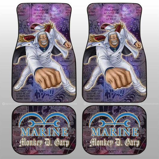 One Piece Car Mats Monkey D Garp Graphic Manga Pattern Jolly Roger Symbol Galaxy Car Floor Mats Purple White
