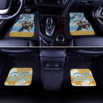 One Piece Car Mats Young Monkey D Garp Jolly Roger Symbol Car Floor Mats Blue Yellow