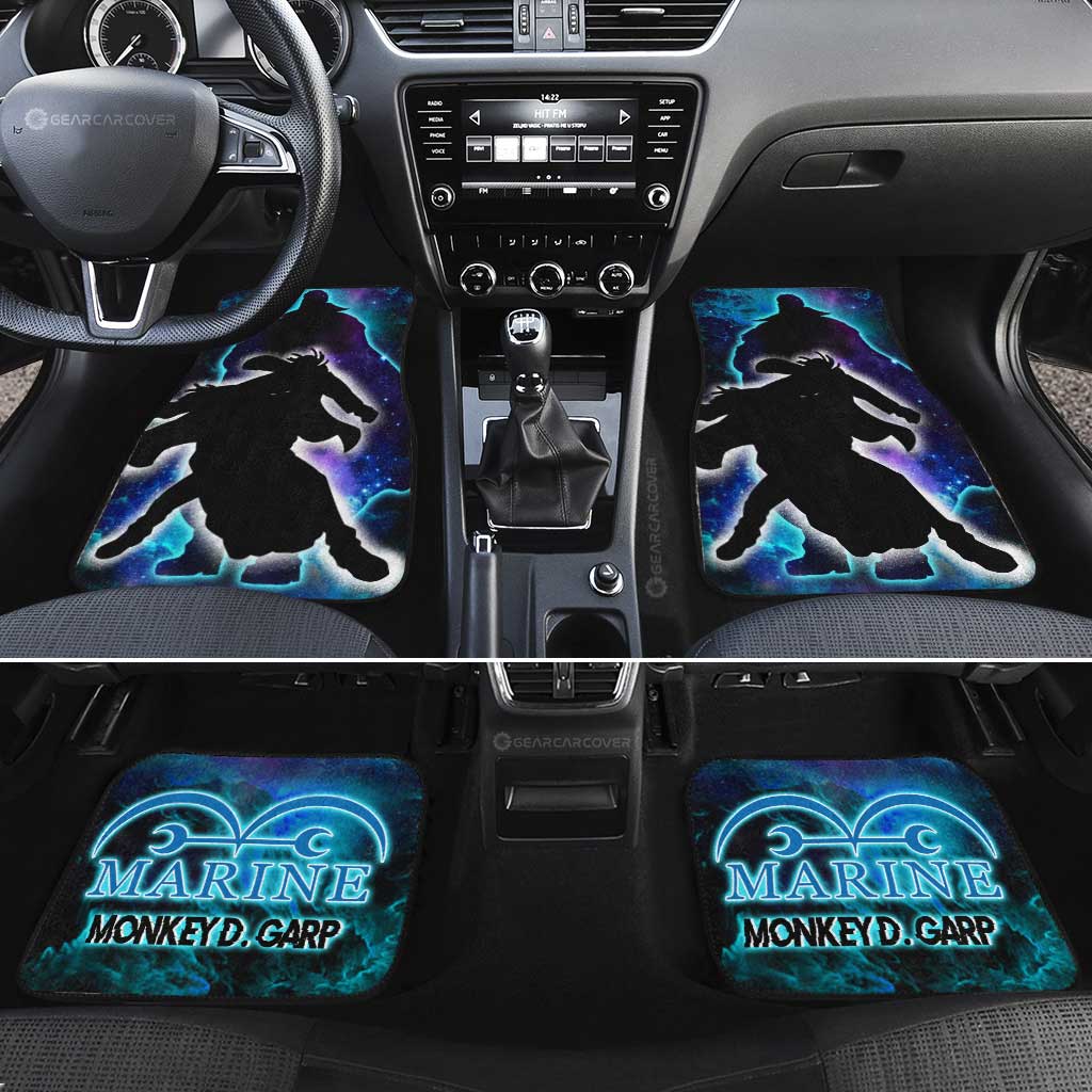 One Piece Car Mats Monkey D Garp Sillhouette Jolly Roger Symbol Galaxy Car Floor Mats Black Blue