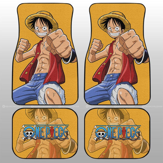 One Piece Car Mats One Piece Luffy Fighting Pose Graphic Car Floor Mats Yellow
