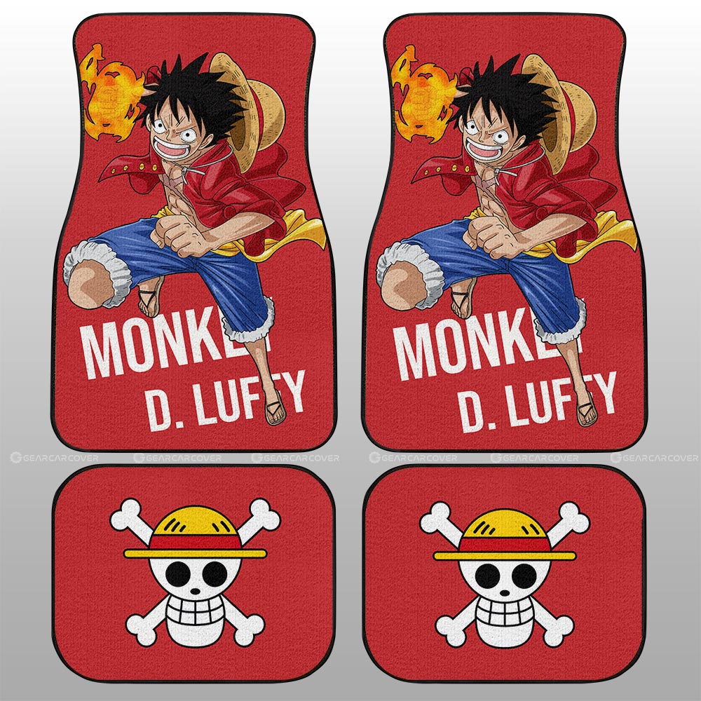One Piece Car Mats Monkey D Luffy In Action Graphic Car Floor Mats Red