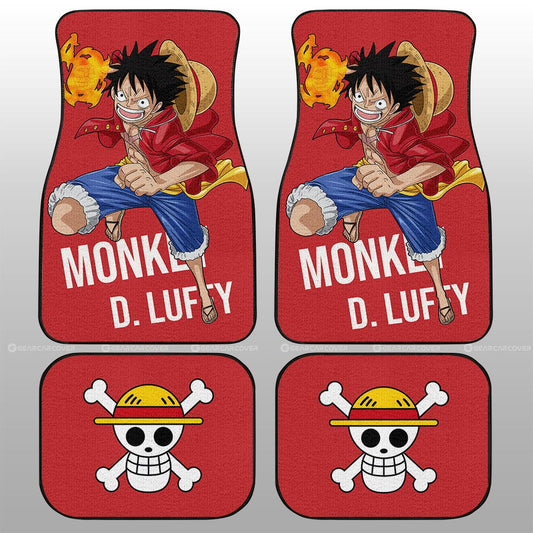 One Piece Car Mats Monkey D Luffy In Action Graphic Car Floor Mats Red