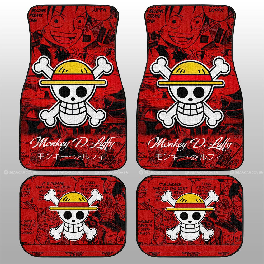 One Piece Car Mats One Piece Monkey D Luffy Straw Hat Symbol Manga Pattern Car Floor Mats Red