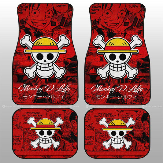 One Piece Car Mats One Piece Monkey D Luffy Straw Hat Symbol Manga Pattern Car Floor Mats Red