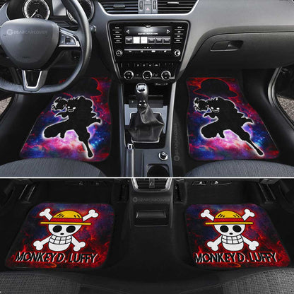 One Piece Car Mats One Piece Luffy Silhouette Jolly Roger Symbol Car Floor Mats Colorful
