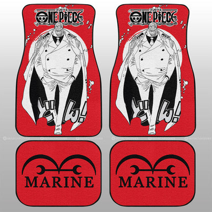 One Piece Car Mats One Piece Monkey D Garp Marine Jolly Roger Symbol Car Floor Mats Red White