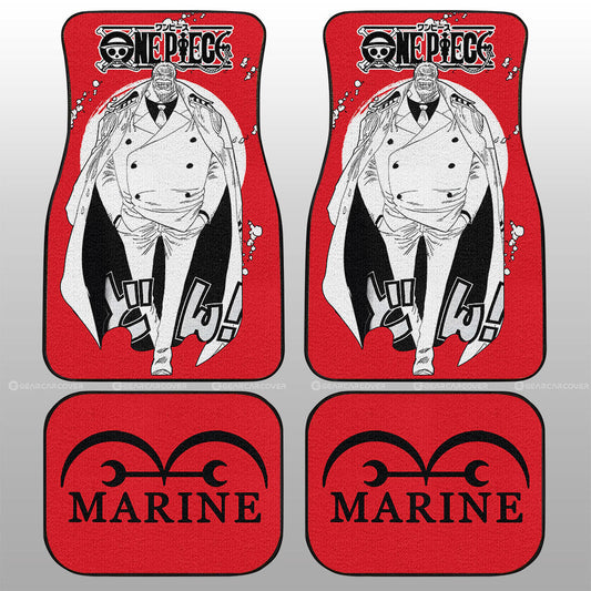 One Piece Car Mats One Piece Monkey D Garp Marine Jolly Roger Symbol Car Floor Mats Red White