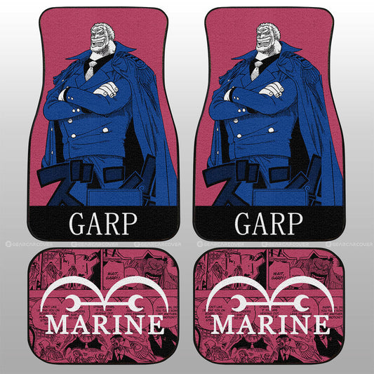 One Piece Car Mats Monkey D Garp Graphic Manga Pattern Jolly Roger Symbol Car Floor Mats Red Blue