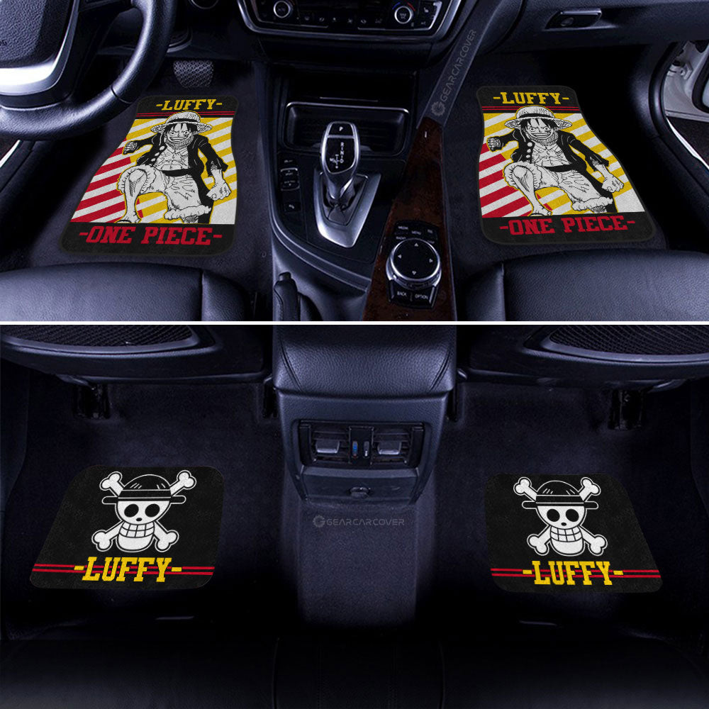One Piece Car Mats One Piece Character Monkey D Luffy Graphic Car Floor Mats Black Yellow