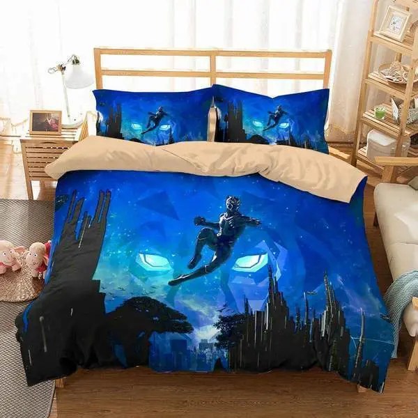 Black Panther Bedding Set MV Black Panther On The City Sky Duvet Covers Black Blue Unique Gift