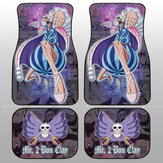 One Piece Car Mats Mr 2 Bon Kurei Manga Pattern Jolly Roger Symbol Galaxy Car Floor Mats Purple